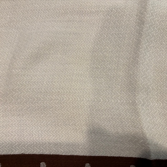 Vintage Cream and Brown Polka Dots Square Linen Tablecloth - Picture 5 of 7